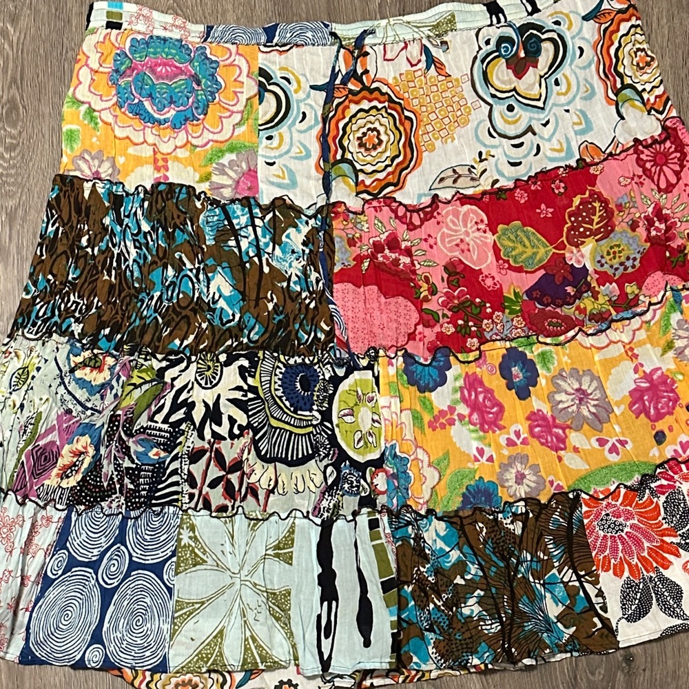 Bay Studio Multicolor Patchwork A-Line Skirt - image 4